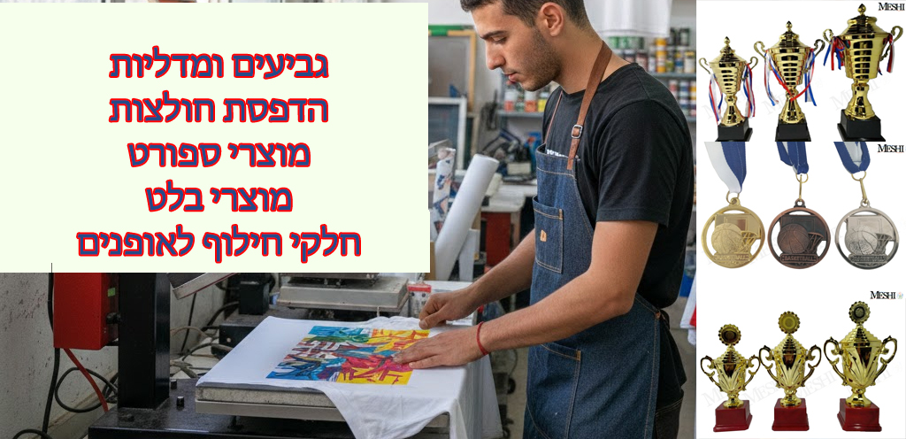 גביעים  ,מדליות   הדפסת חולצות