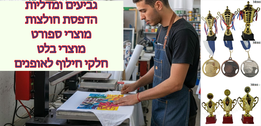 גביעים  מדליות  חולצות מודפסות